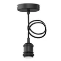 Produktbild: ledscom.de Pendelleuchte/Hängelampe RETRA, Textilkabel, schwarz matt, 1x E27 max. 60W