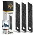 Produktbild: KRAFTFELS 25x Profi Cuttermesser Klingen 18mm - Ersatzklingen Cuttermesser aus hochwertigem Carbonstahl - Klingen Cutter Messer - Gehärtet & ultra scharf - Abbrechklingen für Cutter Messer Schwarz