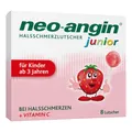 Produktbild: neo-angin Junior Halsschmerzlutscher mit leckerem Erdbeergeschmack | lindert Halsschmerzen & beruhigt die gereizte Schleimhaut | für Kinder ab 3 Jahren | Lutscher mit Isländisch Moos | 8 Stück