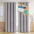 Produktbild: Blumtal Verdunklungsvorhänge 2er Set - Thermovorhang Hitzeschutz - Vorhang Blickdicht mit Ösen - Gardinenschals mit Schlaufen - Lärmschutzvorhang-Gardinen 160x132cm - Thermo Vorhang- Gardine Grau