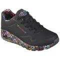Produktbild: Skechers UNO-LOVING LOVE Wedgesneaker Freizeitschuh, Halbschuh, Schnürschuh mit coolem Graffiti-Print bunt|schwarz 40 EU