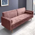 Produktbild: riess-ambiente Modernes Schlafsofa COUTURE 196cm altrosa Microvelours Bettfunktion ink. Kissen 3-Sitzer Couch Schlafcouch Dofa Dreisitzer
