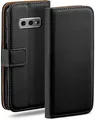Produktbild: moex Handyhülle für Samsung Galaxy S10e Hülle Klappbar Book Case Schwarz 5,8 Zoll, Klapphülle Kartenfach Flip Cover Handytasche Leder Optik Schutzhülle