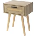 Produktbild: Nachttisch Mit Einer Schublade, 40x50,5x30 Cm, Eiche Optik, Nachtschrank Mit Rattanfront Massivholzfüßen, Nachtkommode Für Boxspringbett Schlafzimmer, Beistelltisch Couchtisch Für Wohnzimmer - Ml-design