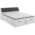 Produktbild: Boxxx Stauraumbett, Weiß, Holzwerkstoff, 6 Schublade(n) Schubladen, 180x200 cm, gepolstertes Kopfteil, mit Schubkästen, in verschiedenen Größen erhältlich, Schlafzimmer, Betten, Doppelbetten