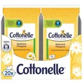 Produktbild: Cottonelle Feuchtes Toilettenpapier für unterwegs, Natürlich Pflegend - Kamille & Aloe Vera, Schnell auflösend, 20 x 12 Tücher Vorteilspack, Biologisch abbaubar