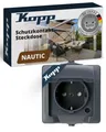 Produktbild: NAUTIC 1-fach Schutzkontakt-Steckdose mit Klappdeckel in Anthrazit - Sichere ...