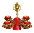 Produktbild: Adventsleuchter Adventsleuchter Stern mit Teelichter rot-gold BxHxT 39x27x39cm NEU
