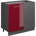 Produktbild: Vicco Eckunterschrank R-Line Bordeaux Hochglanz/Anthrazit 86 cm ohne Arbeitsplatte