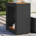 Produktbild: Garten-Beistelltisch mit Holzplatte Schwarz Poly Rattan