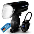 Produktbild: FISCHER Fahrrad LED-Frontlicht 100 Lux Fernlicht, mit Sensormodus, spritzwassergeschütztes Gehäuse, einfache Montage, schwarz, 1 Stück