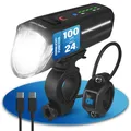 Produktbild: Fahrradbeleuchtung FISCHER LED Frontlicht 100Lux mit Fernlicht +80 Lux Akku