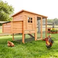 Produktbild: Hühnerstall Hühnervoliere Hühnerhaus Modell XXL mit Auslauf Gehege Braun Holz