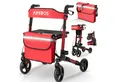 Produktbild: Arebos Rollator Aluminium faltbar 6-fach höhenverstellbar mit Tasche belastbar 136 kg, Ergonomische Griffe – komfortabel für lange Nutzung ohne Ermüdung