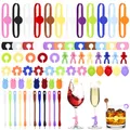 Produktbild: Kasanni Glasmarkierer 70 Pcs Glas Markierung TrinkgläSer Wiederverwendbar Glasmarkierer Silikon Geeignet FüR Bar-Partydekorationen Wie WeingläSer, ChampagnergläSer, MartinigläSer Usw.