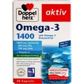Produktbild: Doppelherz Omega-3 aktiv, hochdosiert, 30 Kapseln, Fischöl mit 285 mg EPA und 190 mg DHA, je Tagesportion 1400 mg