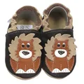 Produktbild: HOBEA-Germany Krabbelschuhe für Jungs und Mädchen in verschiedenen Designs, Kinderhausschuhe Jungen, Lederschuhe, Schuhgröße: 22/23, Modell Schuhe: Löwe Dunkelbraun
