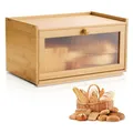 Produktbild: VEVOR Brotkasten für Küchentheke Brotbehälter Brotbox Brot-Organizer aus Holz für selbstgebackenes Brot, Aufbewahrungsbehälter mit gewellter Acryl-Türplatte, Brotaufbewahrung Natur