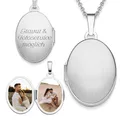 Produktbild: Amoonìc Medaillon oval zum Öffnen für Bilder Silber 925 | Kette Damen Medallion mit Bild | Foto Amulett Anhänger antik vintage | Halskette Herzkette mit Gravur