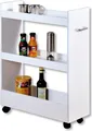 Produktbild: KESPER Nischenregal weiß – 22x60x78cm – mit 3 Ablageböden & Metallgriff –  – 4 Rollen, 2 feststellbar – platzsparend – Küchenregal - 2485213