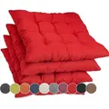 Produktbild: sunnypillow Stuhlkissen 4er Set Stuhlkissen mit Bändern Ontario, Rot rot 45x45cm