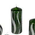 Produktbild: Stumpenkerze Welle grün silber H. 16cm D. 7cm aus Wachs Formano W25