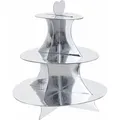 Produktbild: Spetebo - Karton Etagere 34 x 30 cm mit 3 Ablagen - silber - Servierplatte mit Herz Tragegriff - Dessert Muffin Kuchen Platte Papp Ständer
