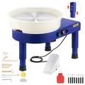 Produktbild: VEVOR Töpferscheibe Keramik-Radformmaschine mit Pedal & verstellbaren Hebefü_en & abnehmbarem Becken (35 cm) 60_300 U/min Drehzahl, komplettes Werkz
