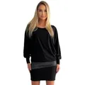 Produktbild: Mississhop Partykleid Damen Minikleid festlich Glitzer Kleid Pulli Tunika S M L XL XXL 9531 schwarz XXL (44)