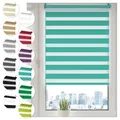 Produktbild: Doppelrollo Klemmfix ohne Bohren 110cm x 100cm Türkis Duo Rollo Klemmrollo Sonnenschutzrollo Fensterrollo für Fenster & Türen Zebrarollo Seitenzugrollo