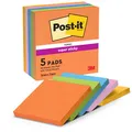 Produktbild: Post-it Super Sticky Notes Boost Collection, Packung mit 5 Blöcken, 90 Blatt pro Block, 76 mm x 76 mm, Orange, Grün, Pink, Gelb, Blau - Extra-stark klebende Notizzettel für To-Do-Listen & Erinnerungen