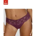 Produktbild: String NUANCE, Damen, Gr. 32/34, 2 Stk., lila (2x cassis), Spitze, Obermaterial: 85% Polyamid, 15% Elasthan, körpernah, Unterhosen String, Dessous mit breitem Spitzenband