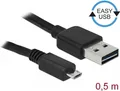 Produktbild: DeLOCK Easy - USB-Kabel - USB (M) umkehrbar bis Micro-USB Type B (M) - USB2.0 - 50cm - Schwarz (85156)