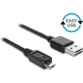 Produktbild: Delock USB2.0-Kabel Easy A-MicroB: 0.5m, schwarz (0.50 m, USB 2.0) (85156)
