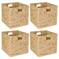 Produktbild: HMF Aufbewahrungskorb, Korb geflochten aus Wasserhyazinthe Seegras, 4er Set, passend für Kallax, 32 x 34,5 x 32 cm
