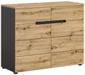 Produktbild: xonox.home - Kommode Canu 100x81x40 cm in Basalt grau und Artisan - Beischrank Highboard Sideboard Schrank Anrichte