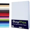 Produktbild: Buymax® Topper Spannbettlaken Jersey Spannbetttuch 100% Baumwolle Bettlaken, 120x200 cm, Weiß - Weiß