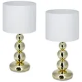 Produktbild: relaxdays Nachttischlampe Tischlampe 2er Set, ohne Leuchtmittel, gold weiß