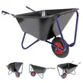 Produktbild: TRUTZHOLM 1-Rad Schubkarre 290 Liter 300 Kg Luftrad Metallfelge 156 x 89 cm Kunststoffmulde schwarz Futterkarre Hofkarre Schiebkarre
