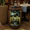 Produktbild: Holzfass Hausbar mit LED-Leuchten - Weinschrank im Retro Stil - Weinregal - Weinbar - Fass Bar - Weinfass Bar - Weinregal Holz - Minibar - Holzbar ... - Dunkelbraun