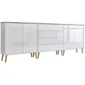 Produktbild: Mid.you Sideboard Mailand Set 5 + HF, Weiß, Eiche Artisan, Weiß Hochglanz, Holzwerkstoff, 6 Fächer, 4 Schubladen, 237x86x33 cm, Made in Germany, erweiterbar, stehend, Wohnzimmer, Kommoden & Sideboards, Sideboards