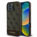 Produktbild: Hülle iPhone 16 Pro Max Guess Kunstleder braun Muster mit Logo goldfarbig