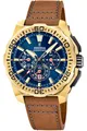 Produktbild: FESTINA Herren-Chronograph mit Lederband Goldfarben/Blau Chrono F20728/1
