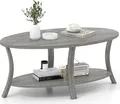 Produktbild: COSTWAY Couchtisch, Wohnzimmertisch mit Ablage, 2-Beistelltisch, Sofatisch, Kaffeetisch für Wohnzimmer, Büro, Empfangsbereich, 111x60,5x47cm, Grau