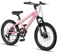 Produktbild: Licorne Bike Thunder Premium Mountainbike in 20, 24, 26, 27.5 und 29 Zoll Fahrrad für Mädchen Jungen Herren und Damen Discbremse (Rosa, 20 Zoll)