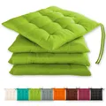 Produktbild: Gräfenstayn® 4er-Set Sitzkissen 40x40x3cm mit Haltebändern für Indoor und Outdoor mit Öko-Tex Siegel - (Apfelgrün)