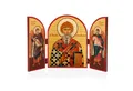 Produktbild: NKlaus Bild Heiliger Spiridon Ikone Triptychon MDF-Holz 25x16cm Christlich 13797, Religion