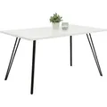Produktbild: Carryhome Esstisch, Weiß Hochglanz, Holzwerkstoff, rechteckig, Haarnadel, 80x75x140 cm, Esszimmer, Tische, Esstische, Esstische Hochglanz