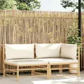 Produktbild: vidaXL 2-tlg. Garten-Lounge-Set mit Kissen Cremeweiß Bambus