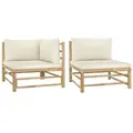 Produktbild: vidaXL 2-tlg. Garten-Lounge-Set mit Kissen Cremeweiß Bambus